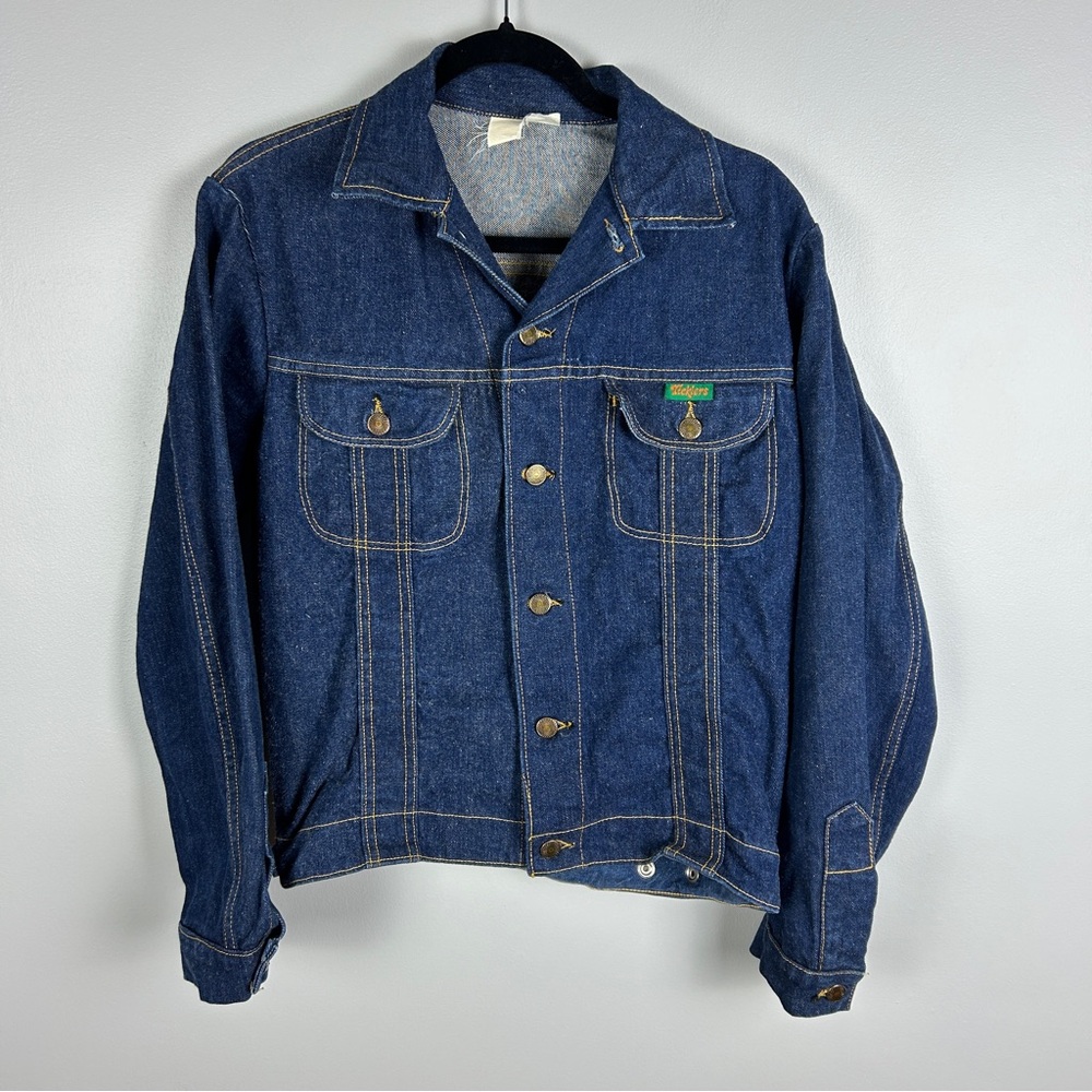 VINTAGE Ticklers Denim Jacket Women's Med-Lg Dark Wash Indigo Cotton 80s 90s